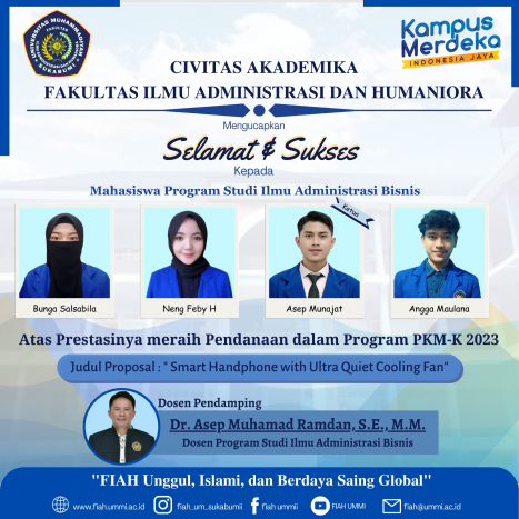 Qualified to receive Entrepreneurship Student Creativity Program Funding (PKM-K) 2023 Qualified to receive Entrepreneurship Student Creativity Program Funding (PKM-K) 2023