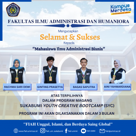4 Students from Business Administration Science was chosen in Apprenticeship Program of Sukabumi Youh Creative Bootcamp (SYC) 4 Students from Business Administration Science was chosen in Apprenticeship Program of Sukabumi Youh Creative Bootcamp (SYC)